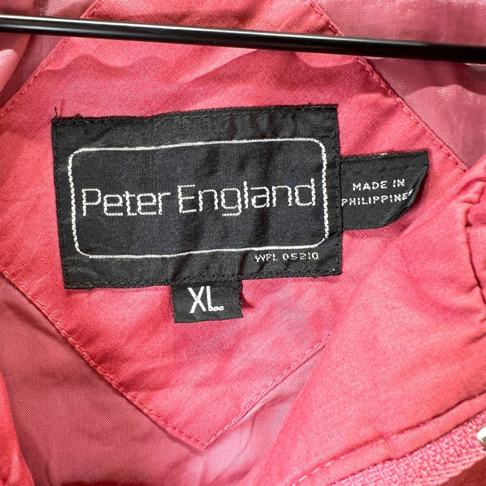 VTG Peter England Mens XL Windbreaker Jacket Pink Full Zip Lightweight Outerwear - Picture 5 of 13